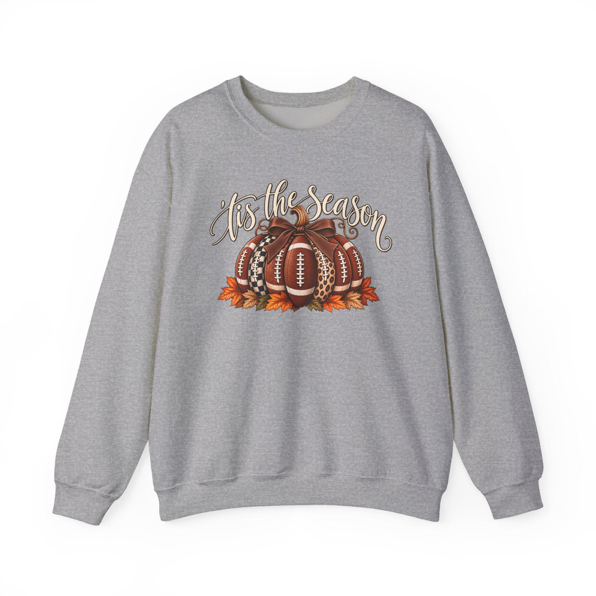 'Tis the Season Football Pumpkins Crewneck Sweatshirt