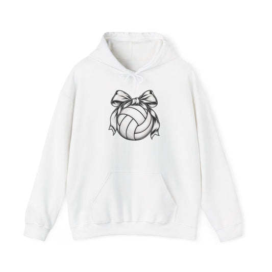 Volleyball with Bow Hoodie — Feminine Volleyball Player Pullover