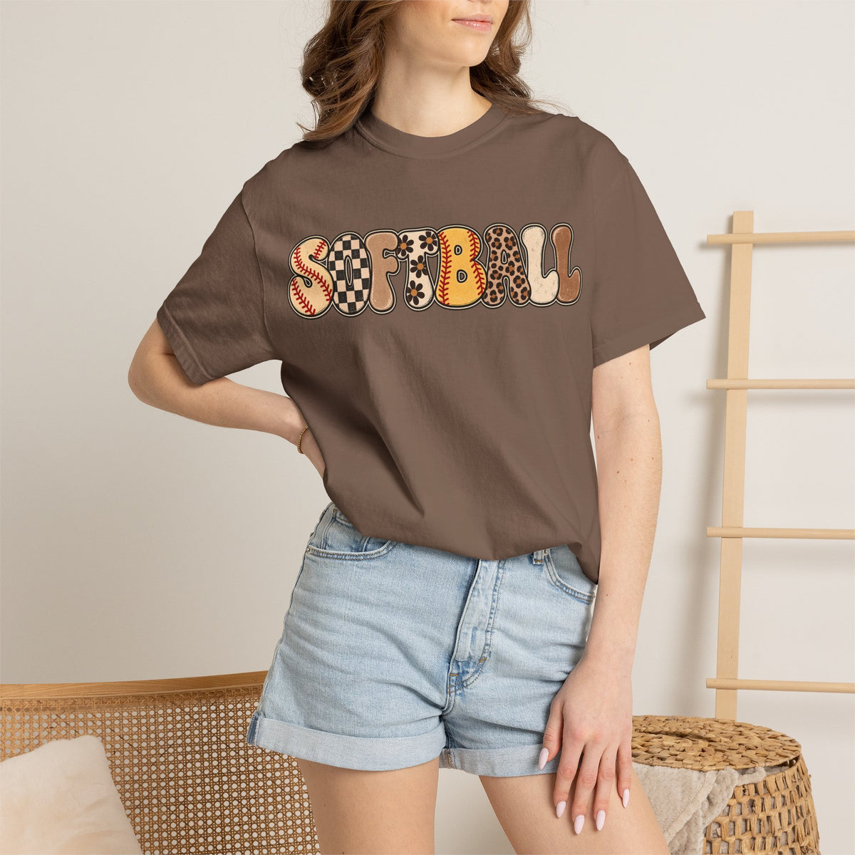 Softball Retro Graphic T-Shirt — Vintage Patterned Lettering