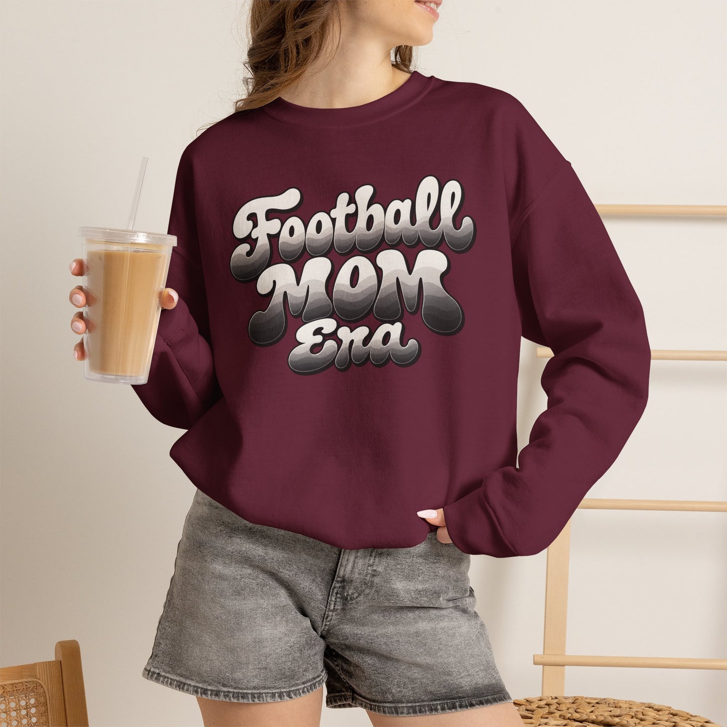Football Mom Epic Crewneck Sweatshirt — Retro Bubble Letter Graphic