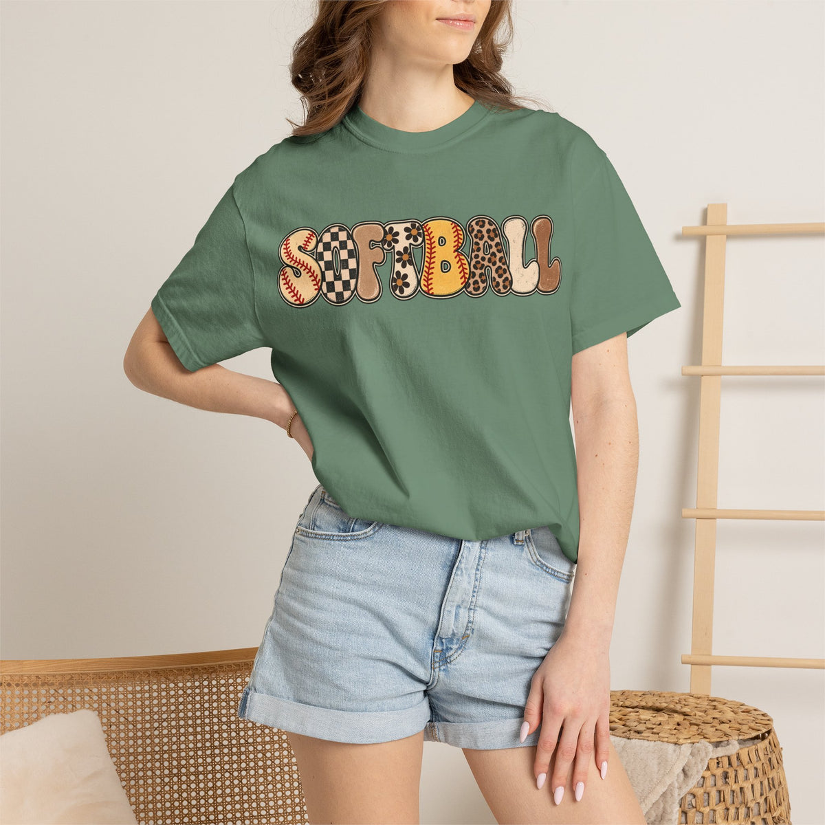 Softball Retro Graphic T-Shirt — Vintage Patterned Lettering