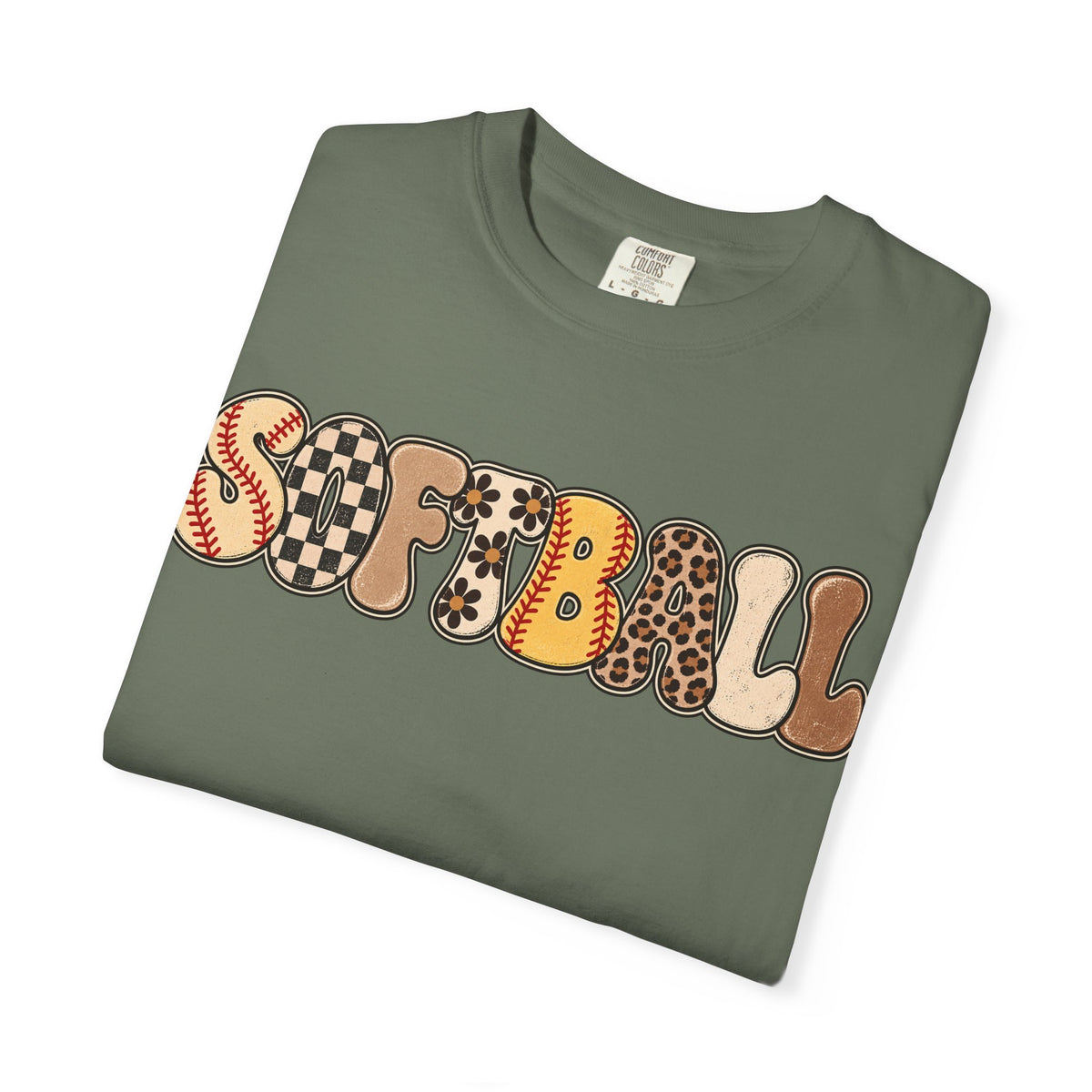 Softball Retro Graphic T-Shirt — Vintage Patterned Lettering