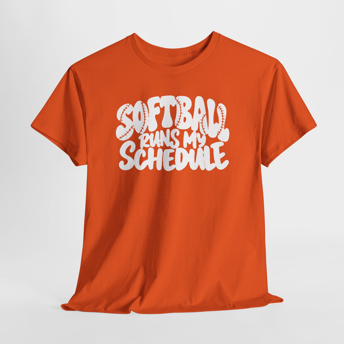 Softball Runs My Schedule T-Shirt — Women's & Girls Softball Mom/Dad Tee