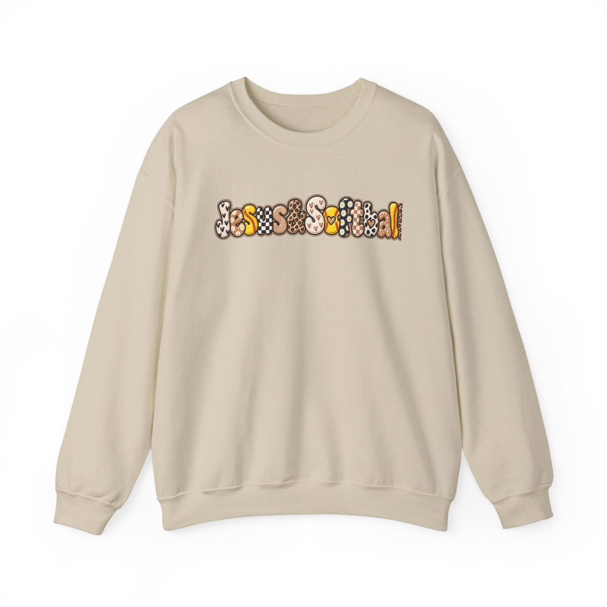 Jesus and Softball Cutsey Design Crewneck Sweatshirt