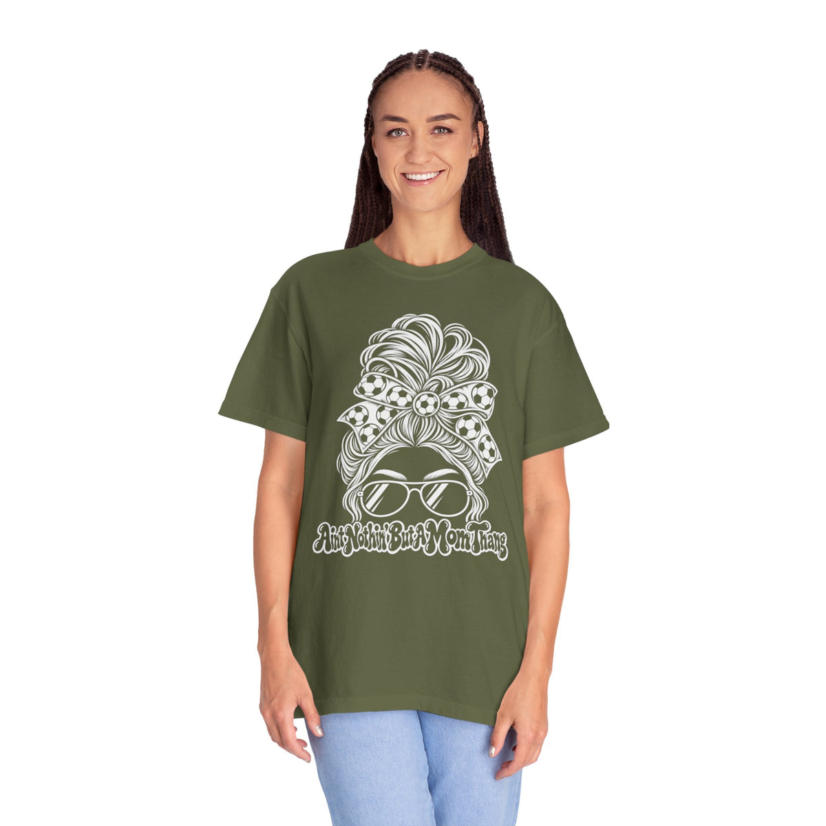 Messy Bun Mom Life T-Shirt — 'Ain't Nothin' But A Mom Thing' Soccer Graphic Tee