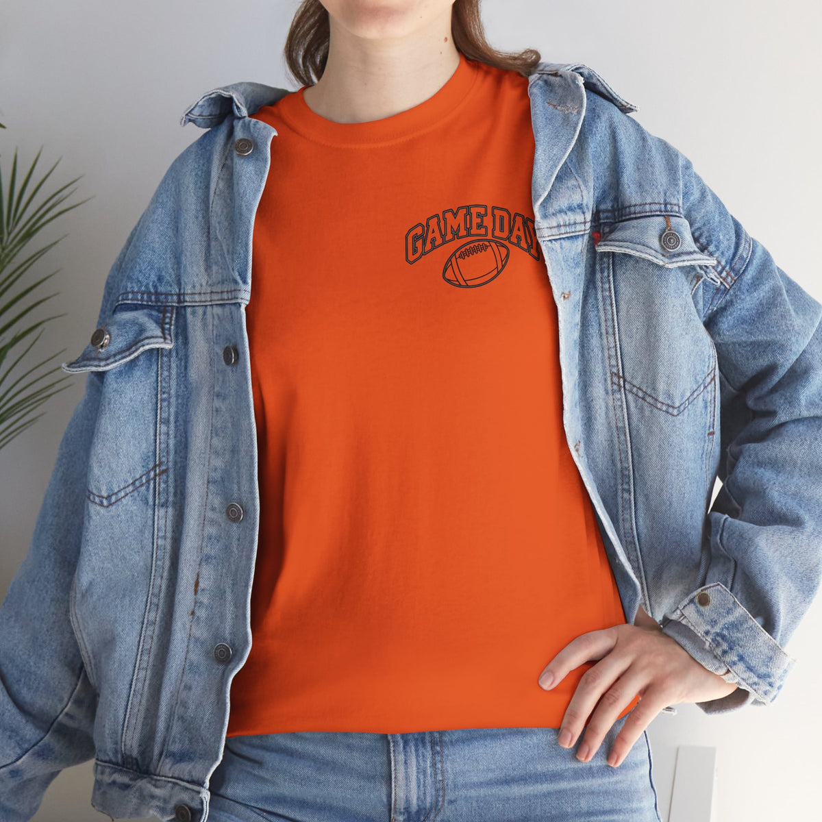 Game Day Football Tee — Minimal Chest Logo White T-Shirt