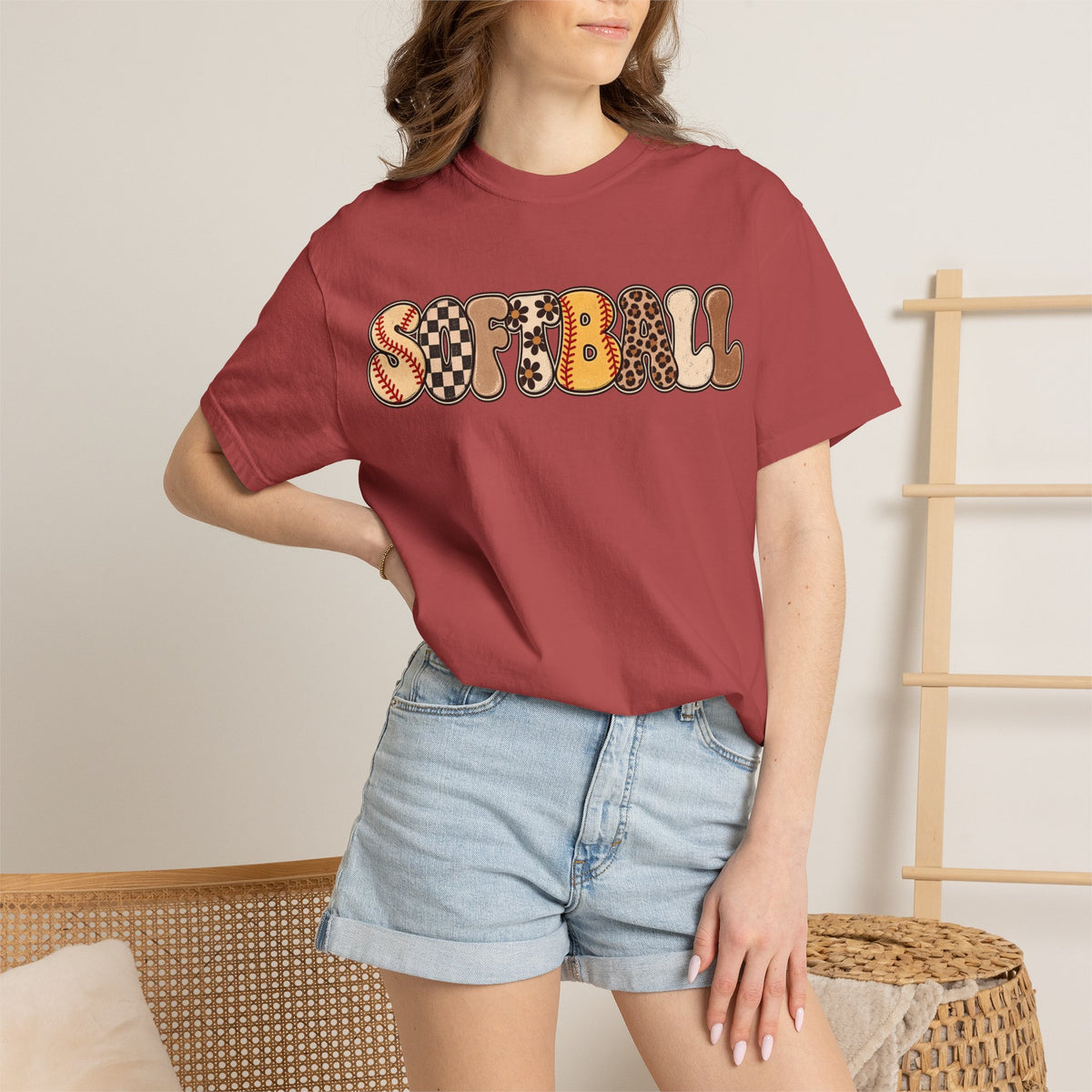 Softball Retro Graphic T-Shirt — Vintage Patterned Lettering