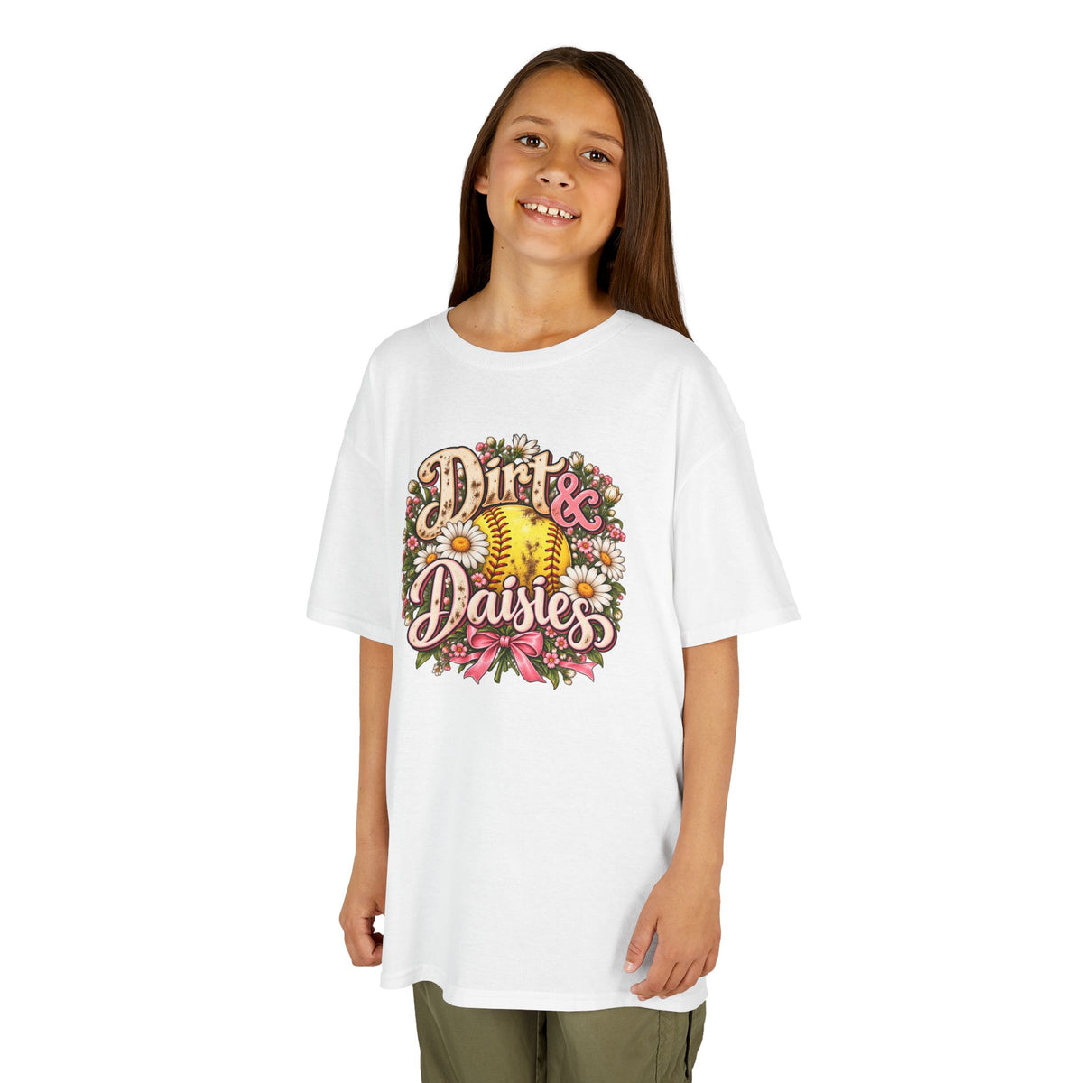 Kids 'Dirt & Daisies' Softball Floral Tee