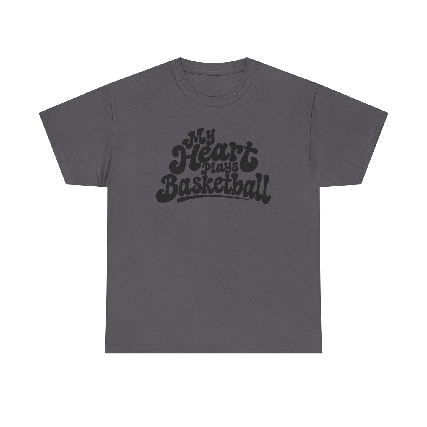 Basketball T-Shirt — "My Heart Beats Basketball" Retro Script