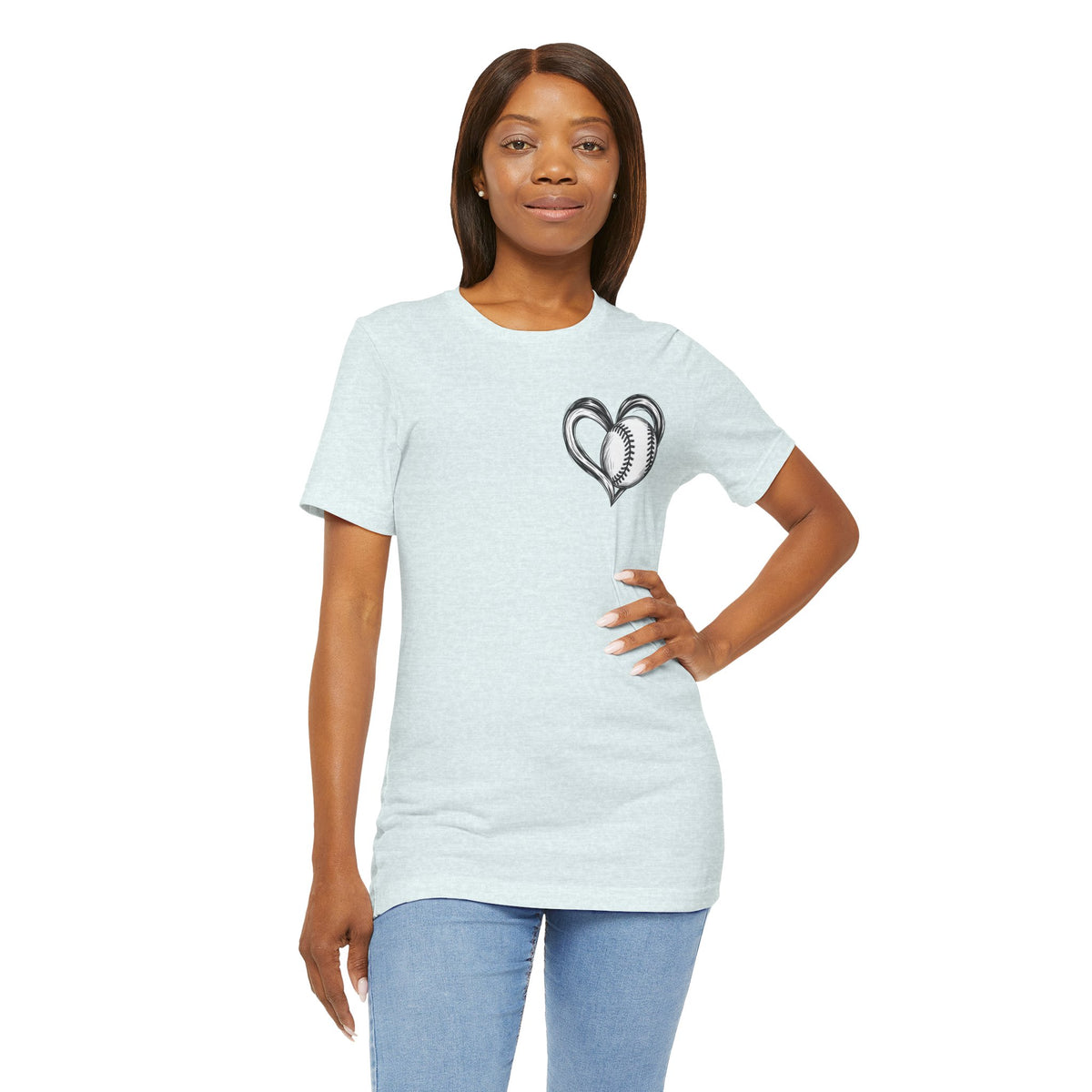 I Love Me Some Baseball T‑Shirt — Heart Baseball Graphic Tee