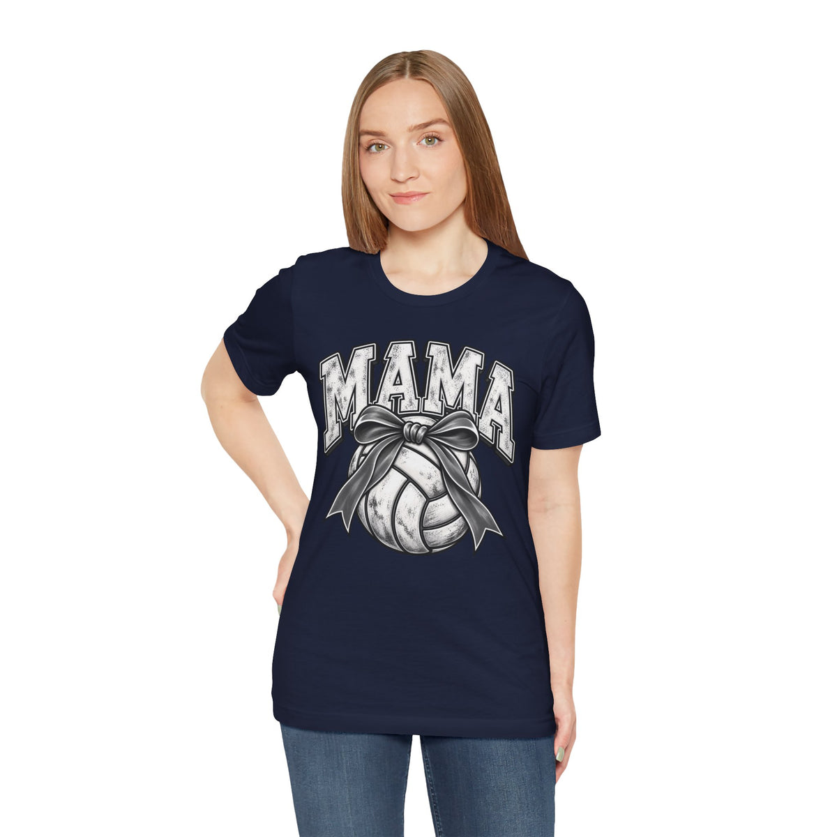 Volleyball Mama Tee — Mom Volleyball Shirt with Ribboned Ball Graphic