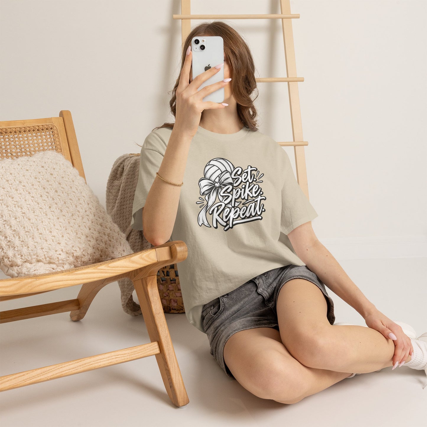 Volleyball Tee – “Set, Spike, Repeat” Graphic T-Shirt