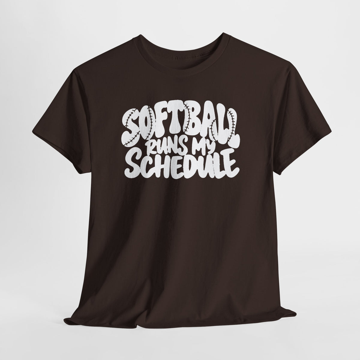 Softball Runs My Schedule T-Shirt — Women's & Girls Softball Mom/Dad Tee