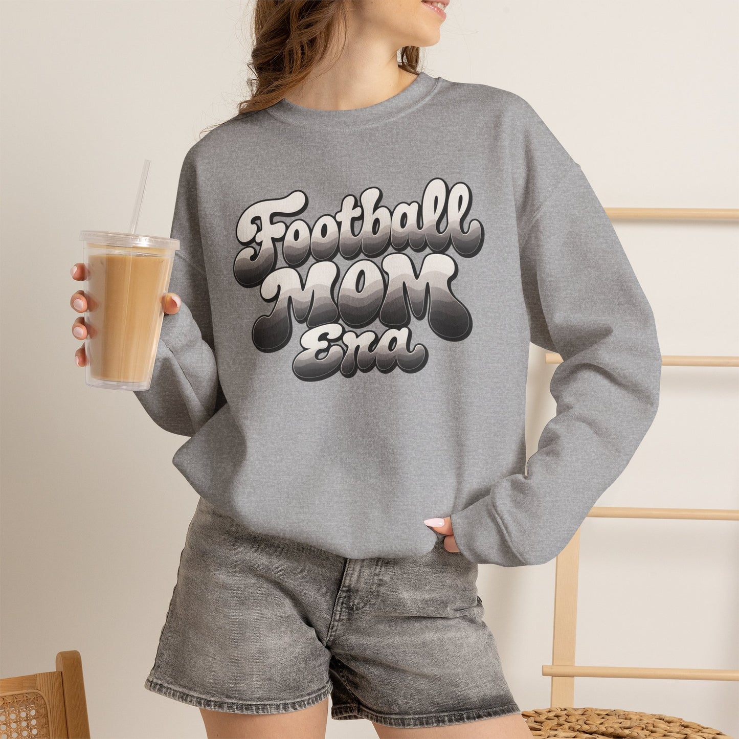 Football Mom Epic Crewneck Sweatshirt — Retro Bubble Letter Graphic