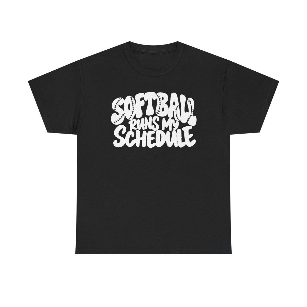 Softball Runs My Schedule T-Shirt — Women's & Girls Softball Mom/Dad Tee