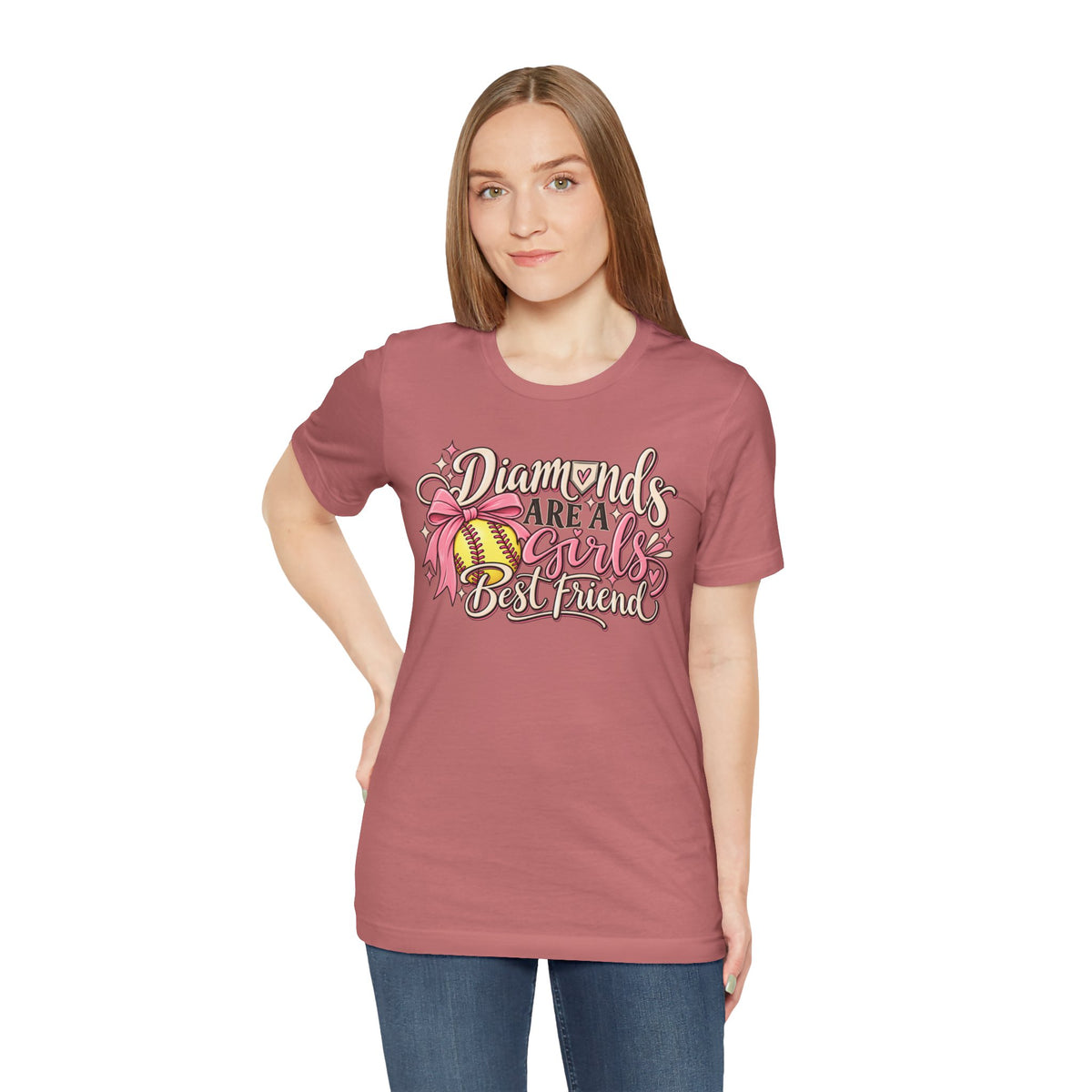 Diamonds Are a Girl's Best Friend Softball Graphic Tee