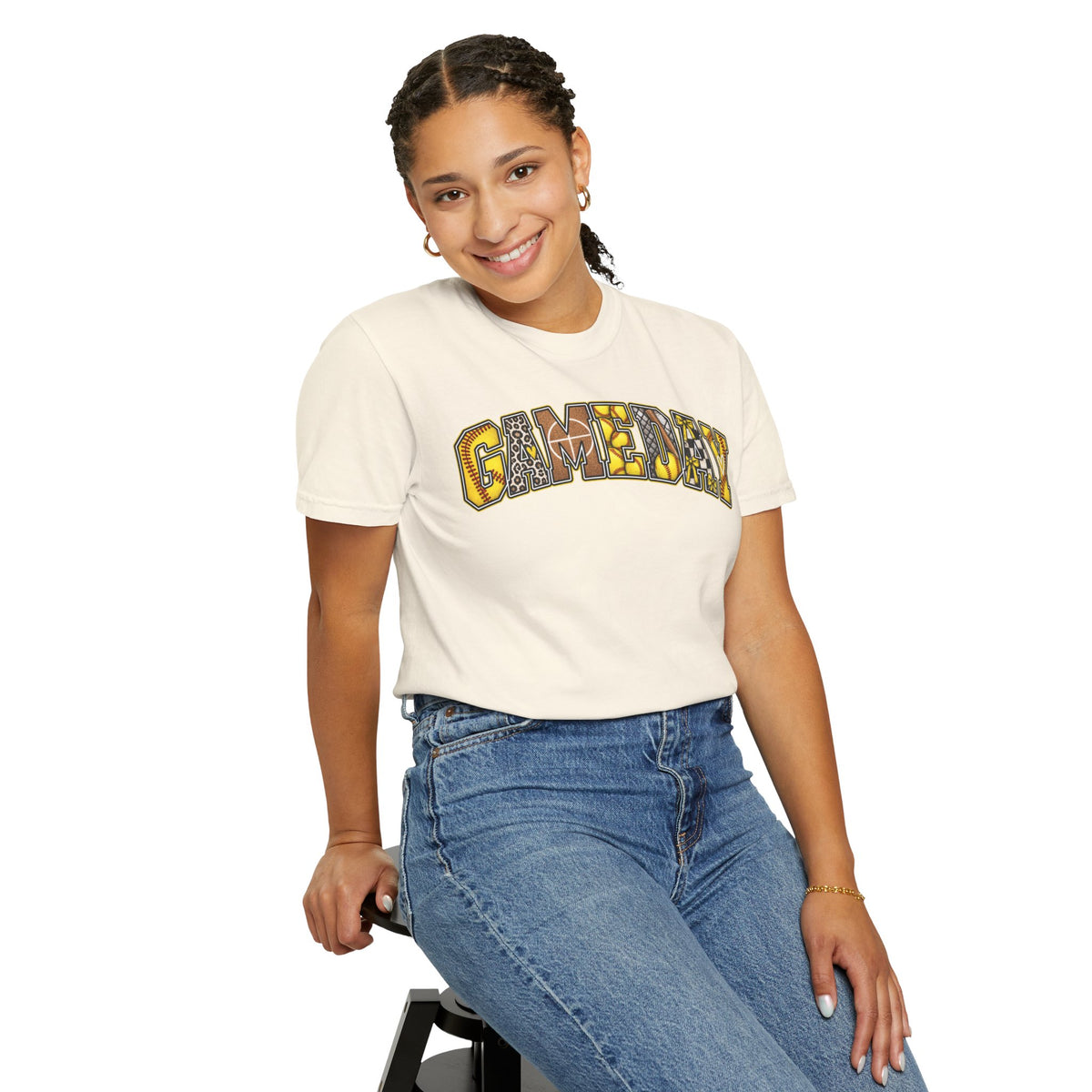 Softball Gameday Retro Patchwork T-Shirt