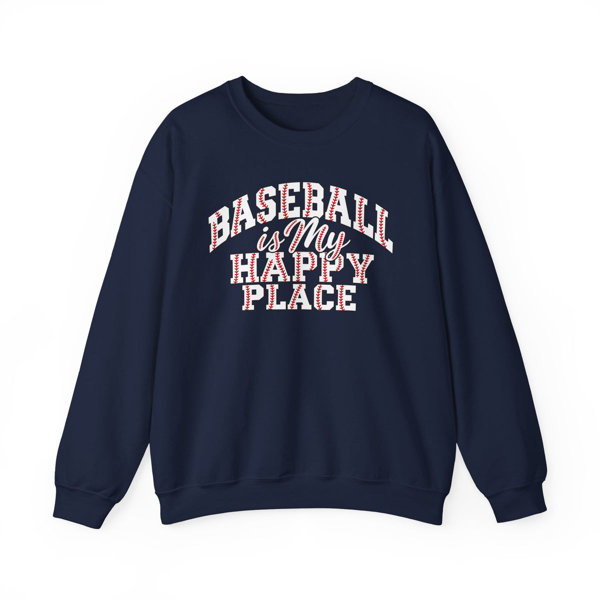 Baseball Is My Happy Place Crewneck Sweatshirt
