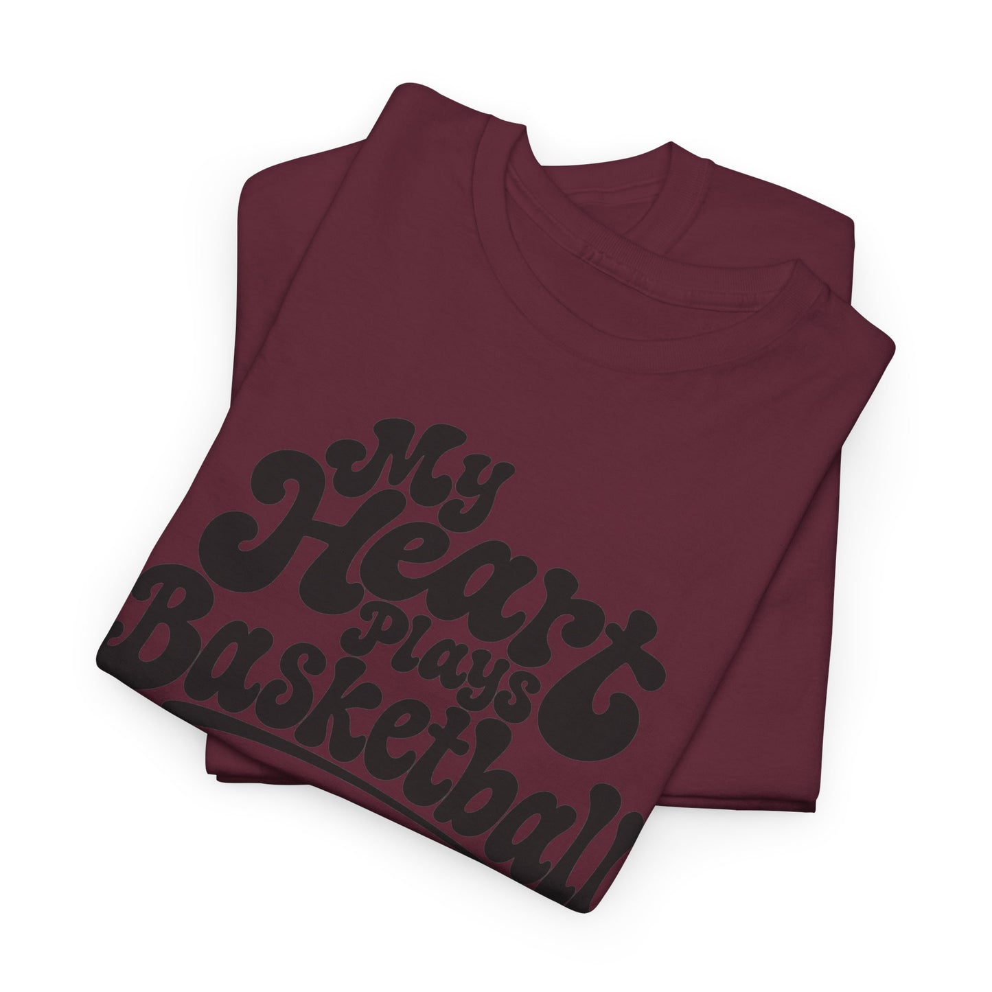 Basketball T-Shirt — "My Heart Beats Basketball" Retro Script