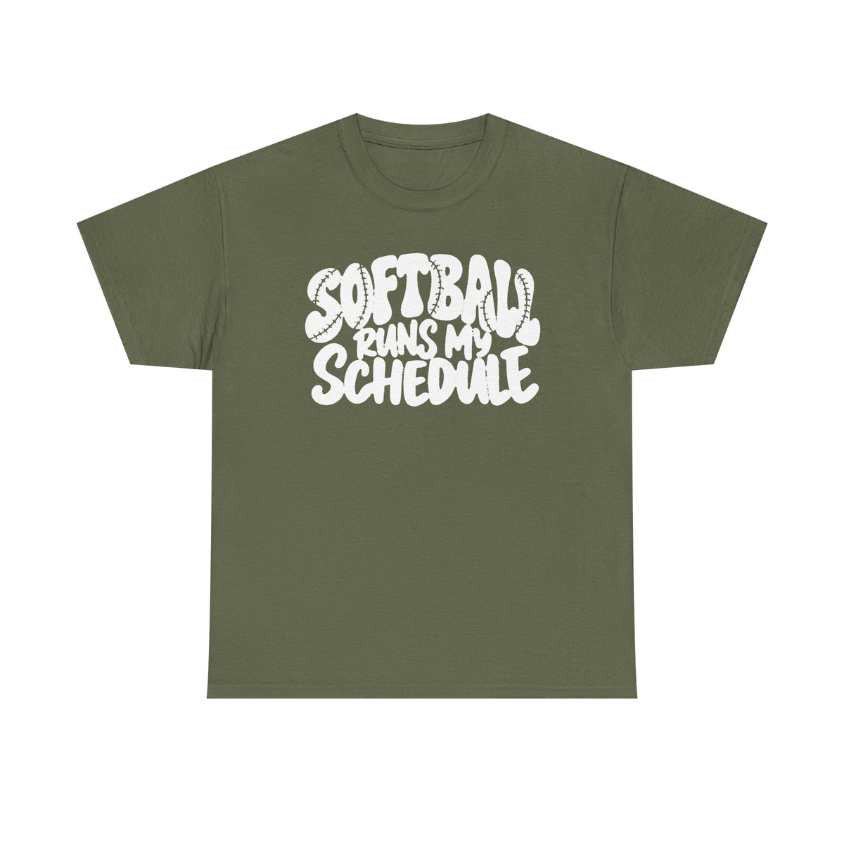 Softball Runs My Schedule T-Shirt — Women's & Girls Softball Mom/Dad Tee