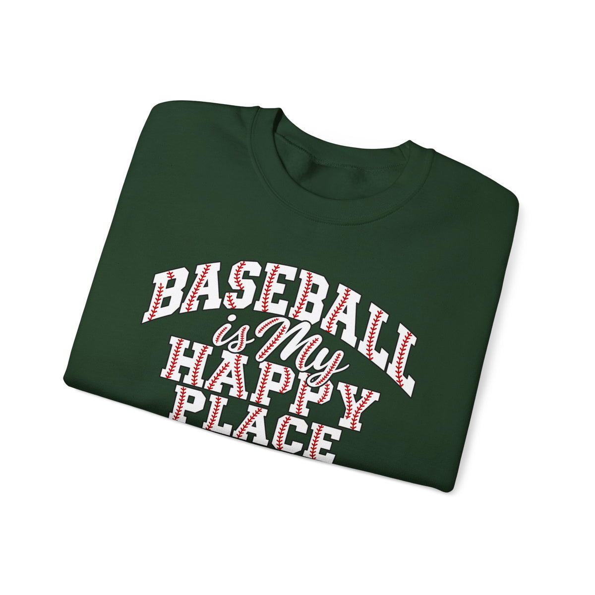 Baseball Is My Happy Place Crewneck Sweatshirt