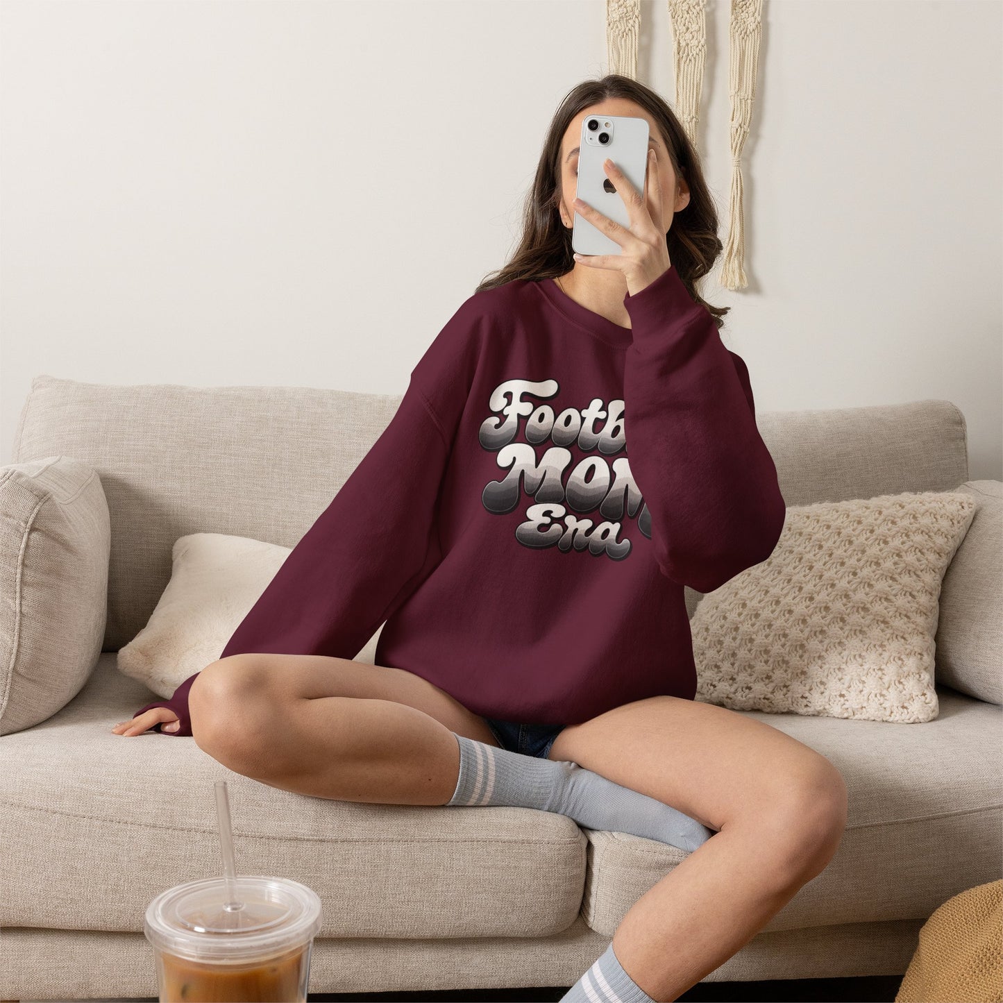 Football Mom Epic Crewneck Sweatshirt — Retro Bubble Letter Graphic