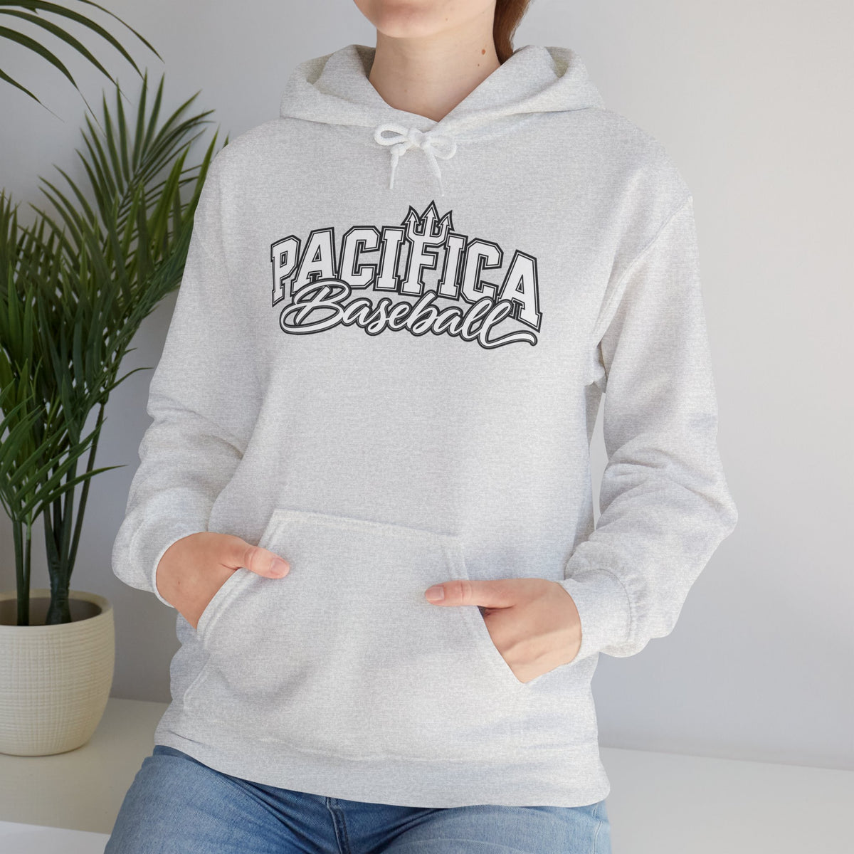 Pacifica Baseball Hoodie — Vintage Script Team Logo Sweatshirt
