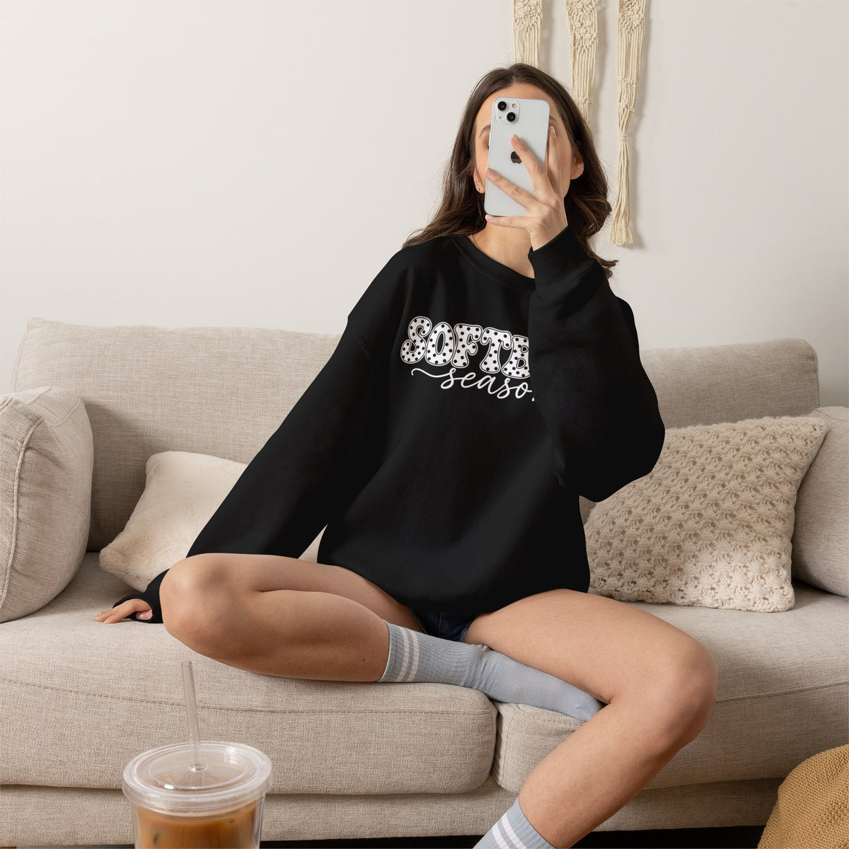 Softball Polka dot Crewneck Sweatshirt
