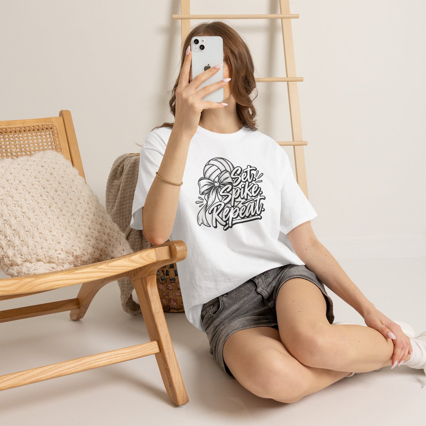 Volleyball Tee – “Set, Spike, Repeat” Graphic T-Shirt