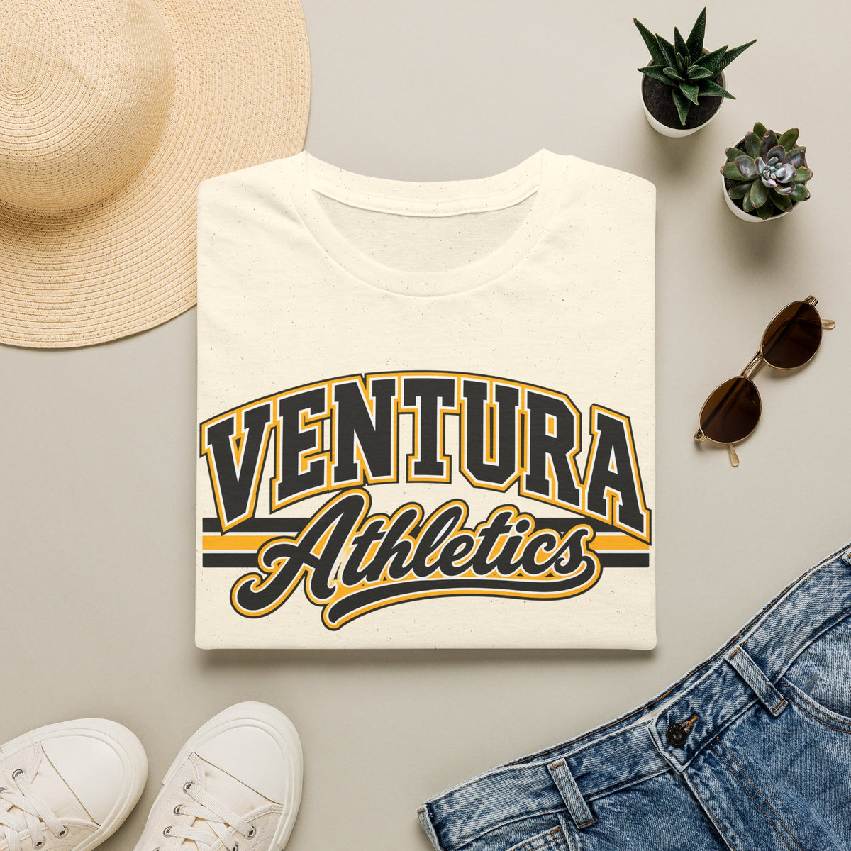 Ventura Athletics T-Shirt — Vintage Collegiate Crew Tee