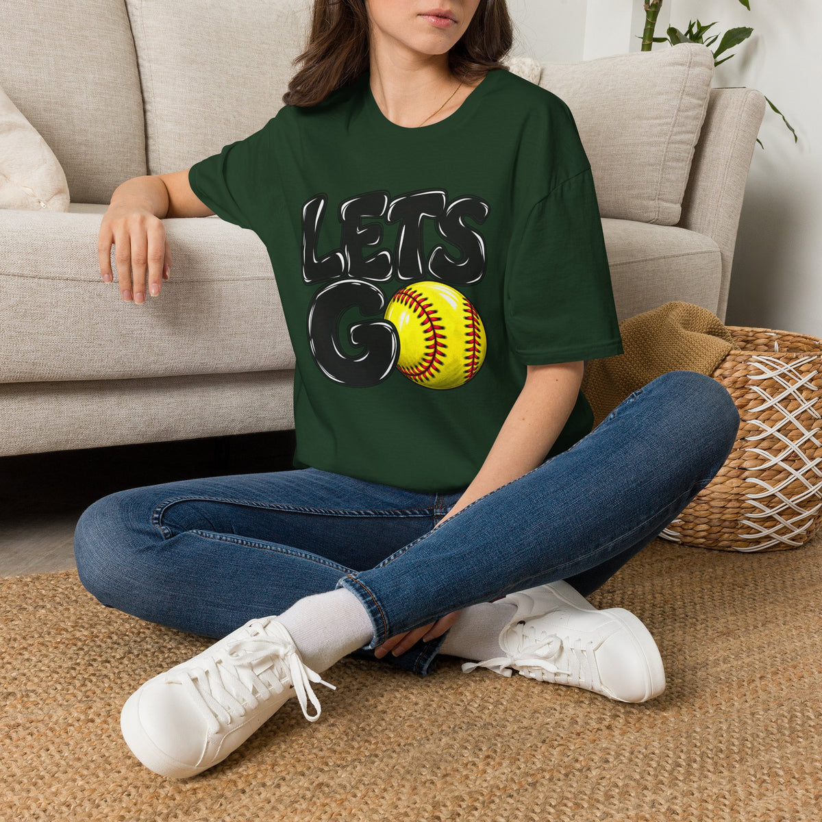 Lets Go Softball T-Shirt — "LETS GO" Graphic with Softball