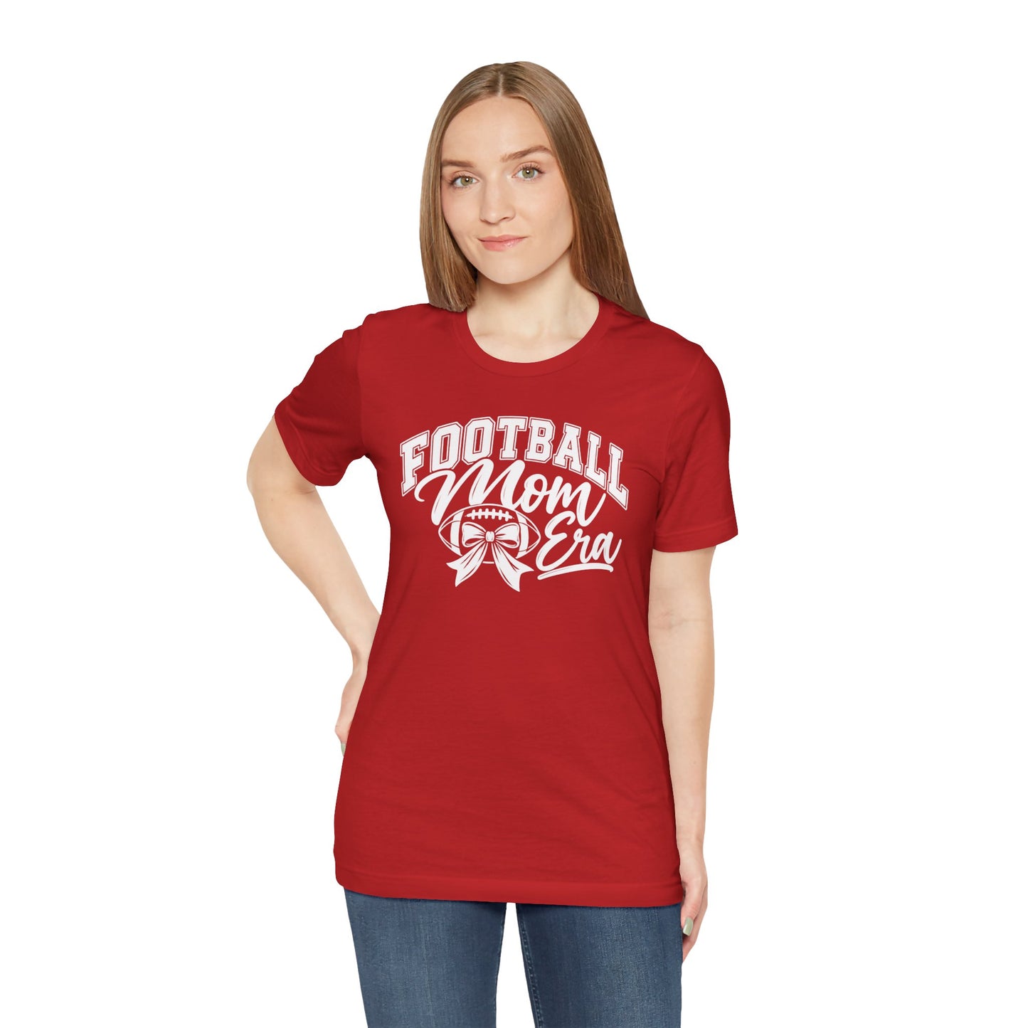 Football Mom Era T-Shirt – Cute Pink Game Day Tee with Football Ribbon
