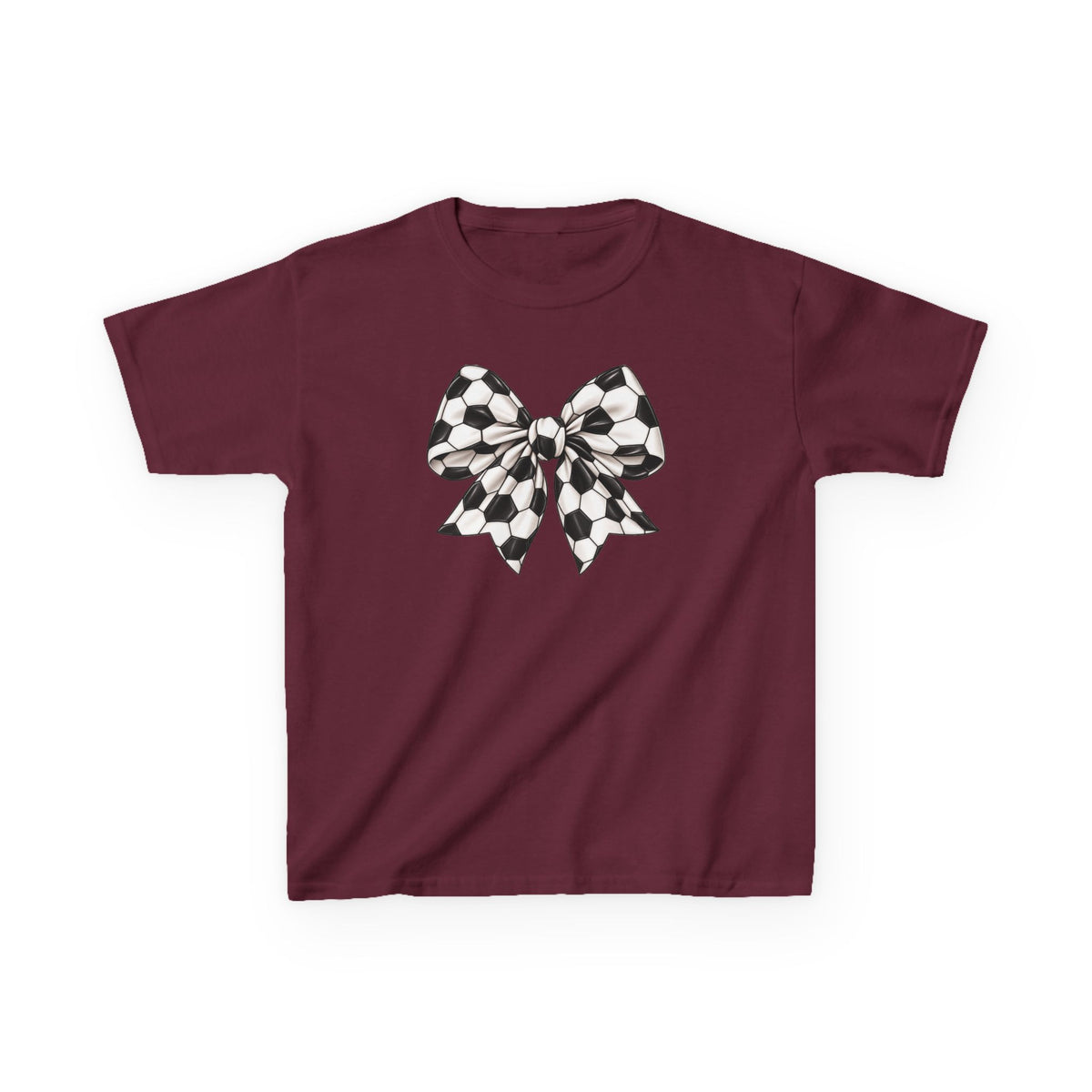 Kids Tee — Black & White Soccer Bow Graphic