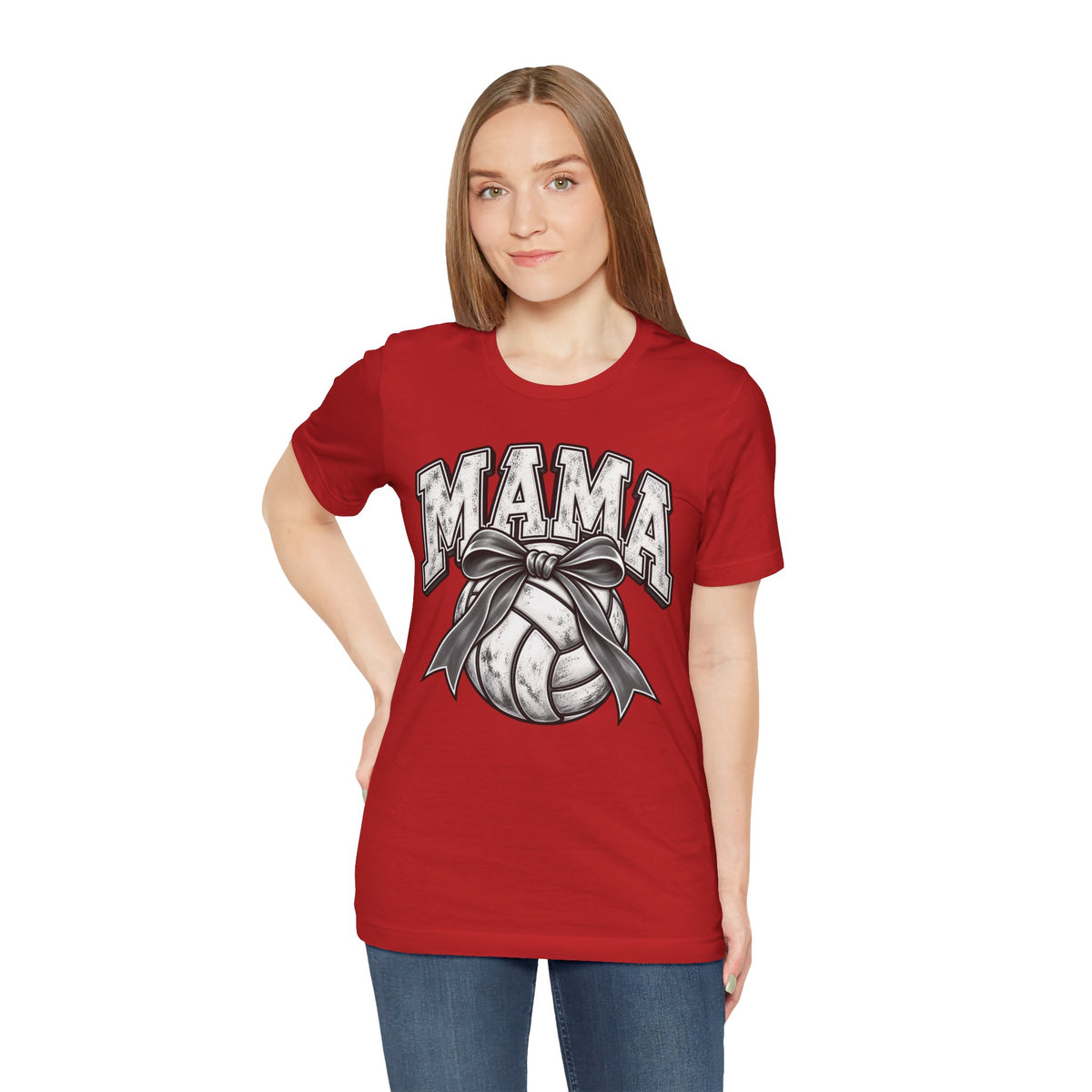 Volleyball Mama Tee — Mom Volleyball Shirt with Ribboned Ball Graphic