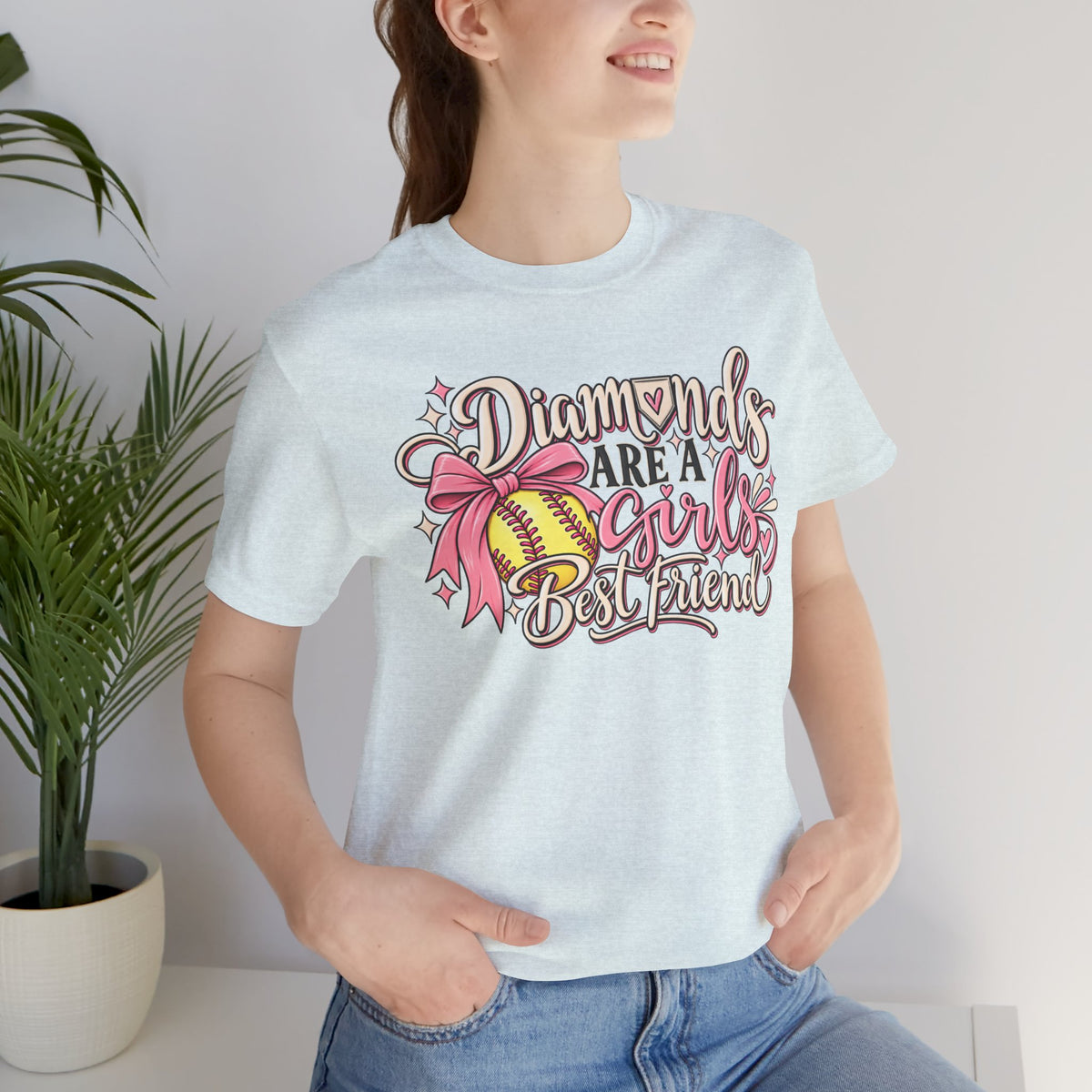 Diamonds Are a Girl's Best Friend Softball Graphic Tee