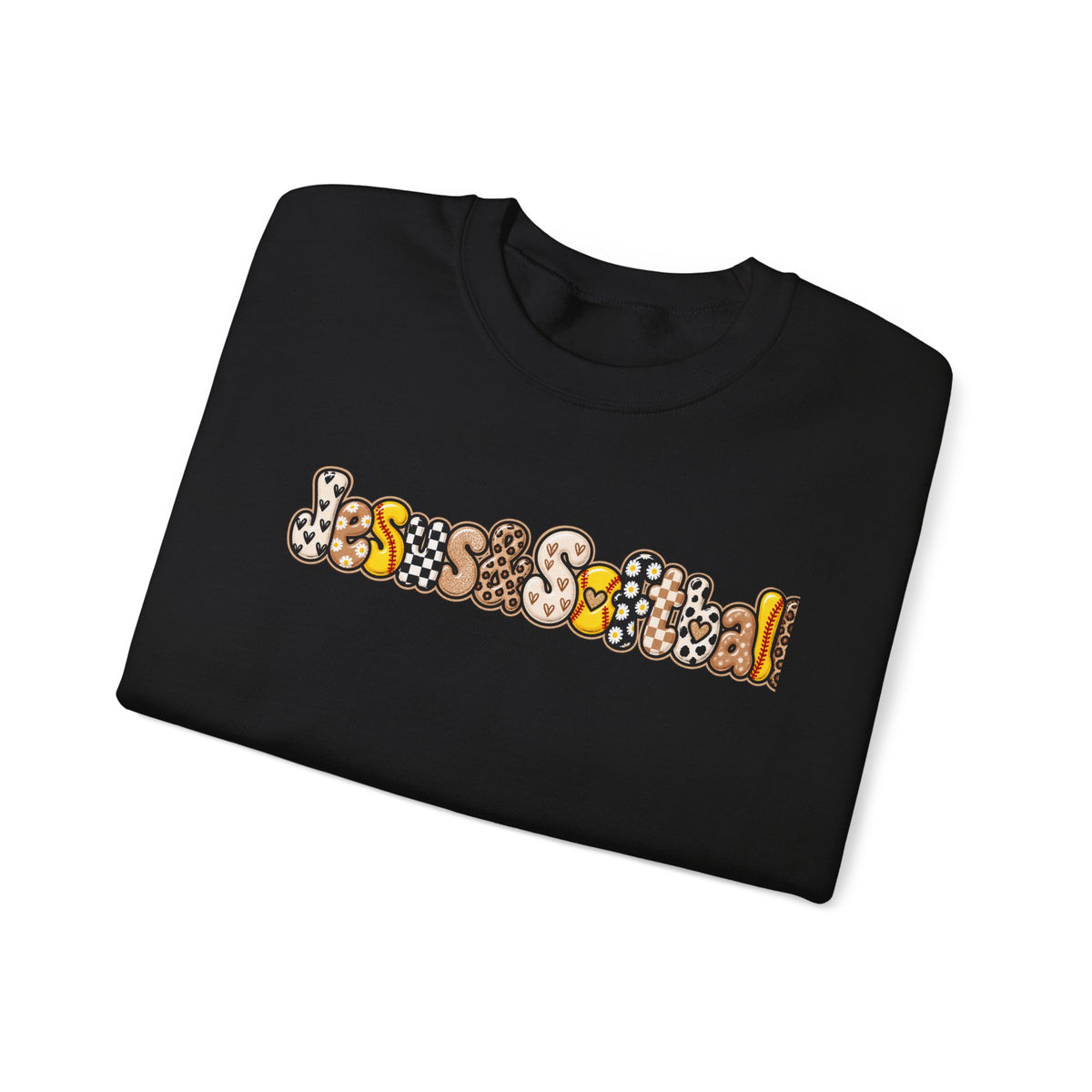 Jesus and Softball Cutsey Design Crewneck Sweatshirt