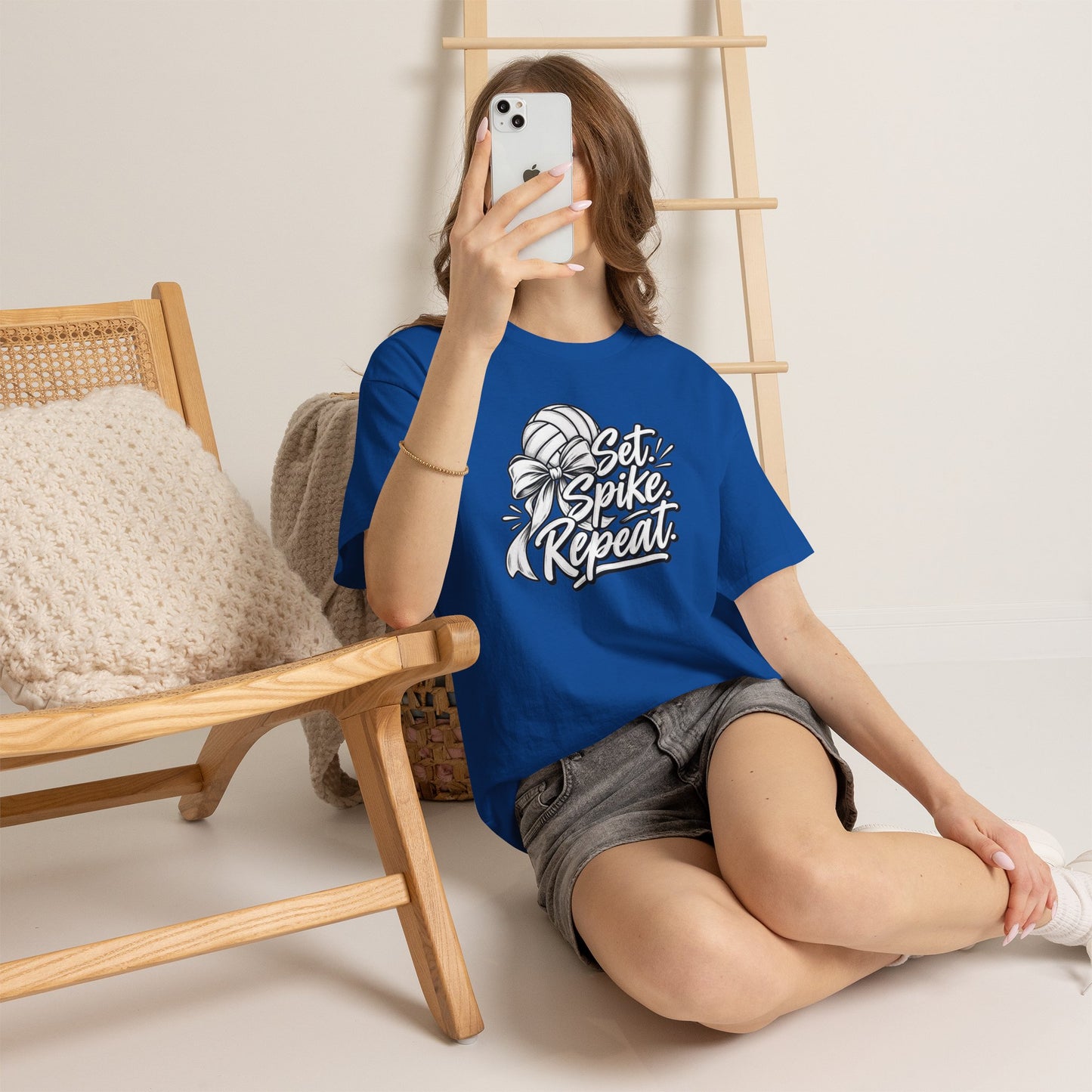 Volleyball Tee – “Set, Spike, Repeat” Graphic T-Shirt