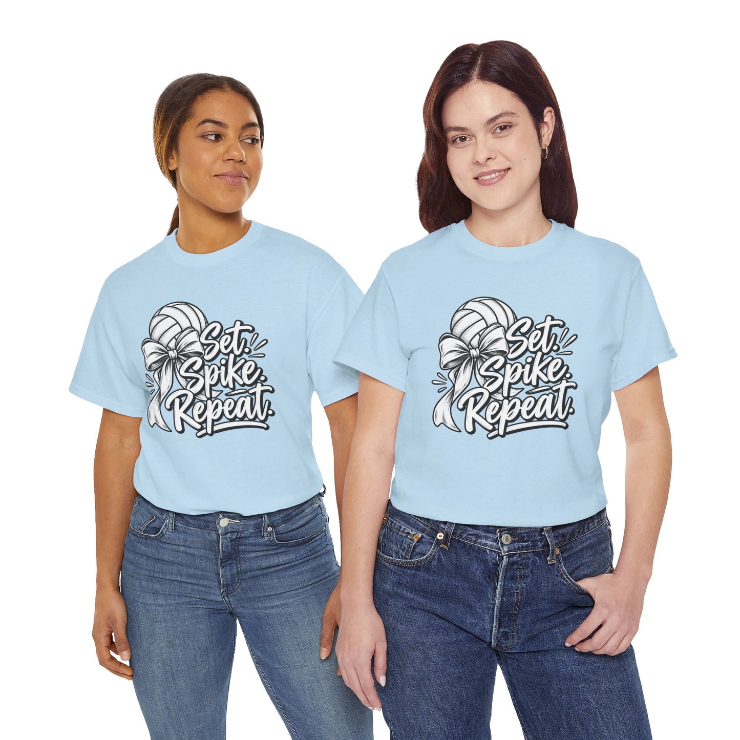 Volleyball Tee – “Set, Spike, Repeat” Graphic T-Shirt