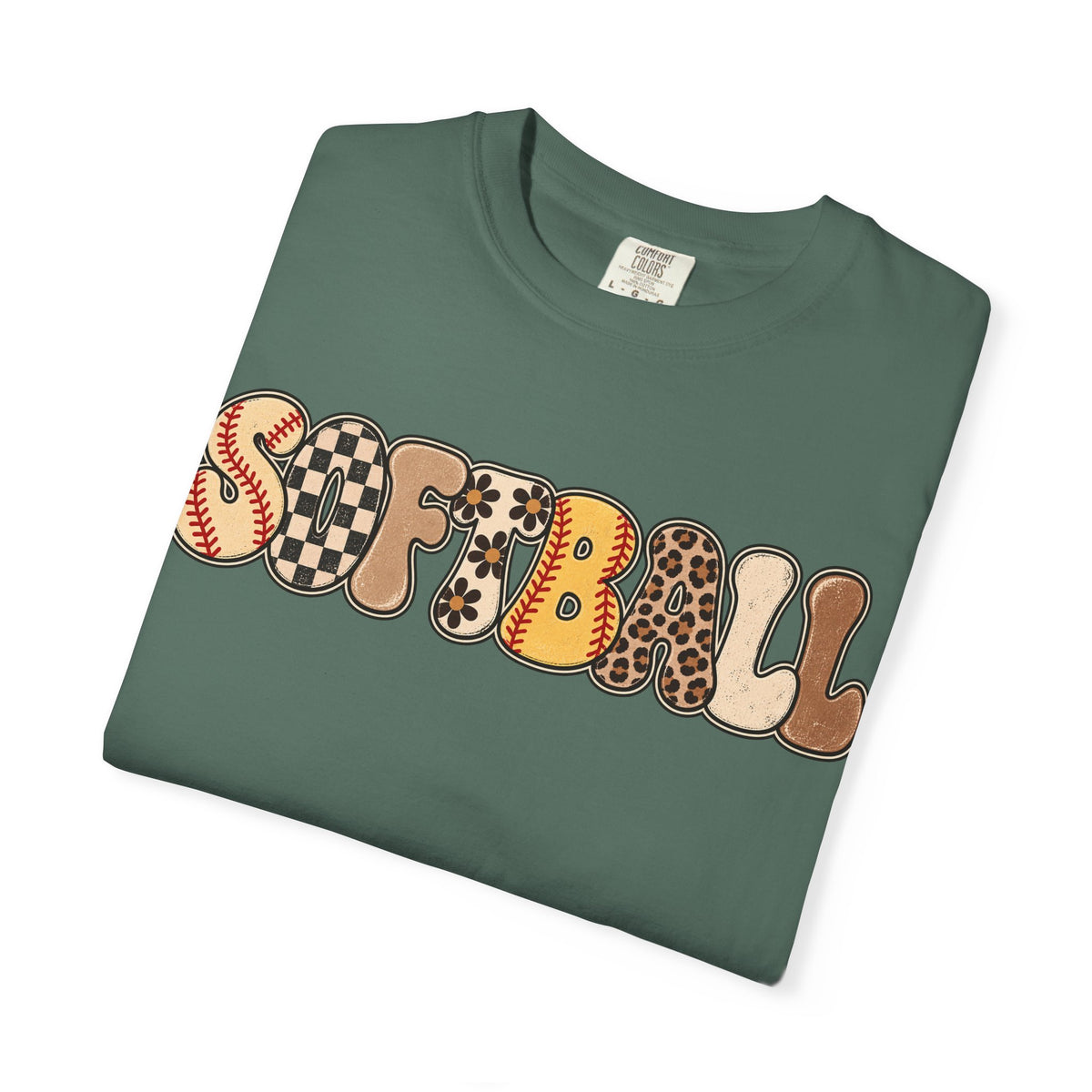 Softball Retro Graphic T-Shirt — Vintage Patterned Lettering