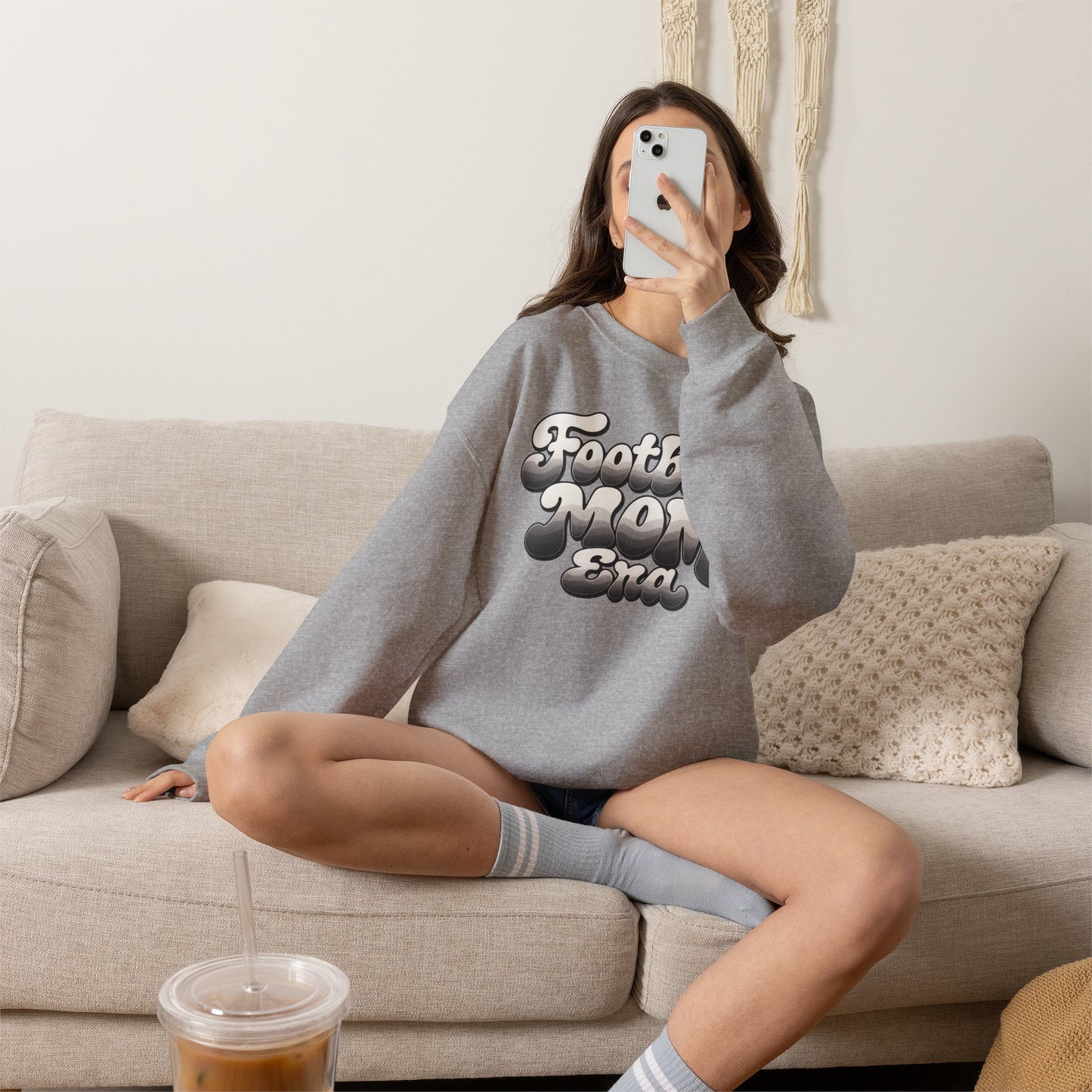 Football Mom Epic Crewneck Sweatshirt — Retro Bubble Letter Graphic