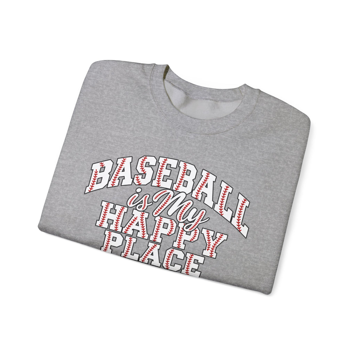 Baseball Is My Happy Place Crewneck Sweatshirt