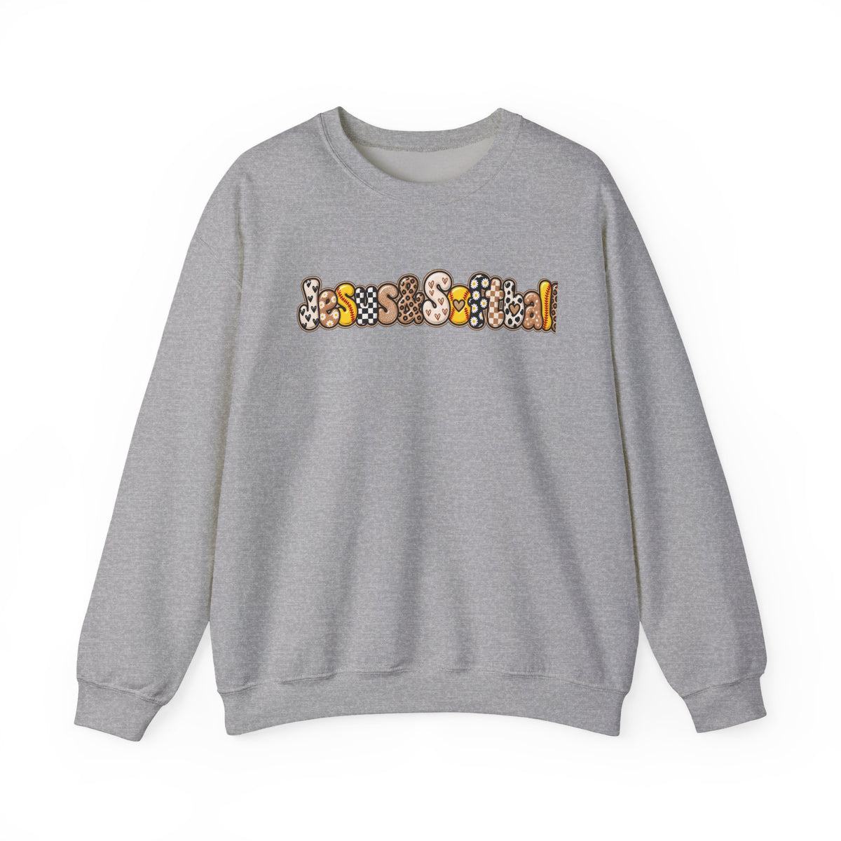 Jesus and Softball Cutsey Design Crewneck Sweatshirt