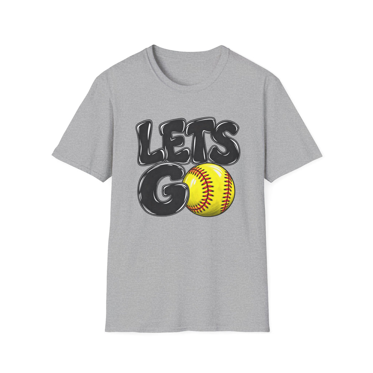 Lets Go Softball T-Shirt — "LETS GO" Graphic with Softball