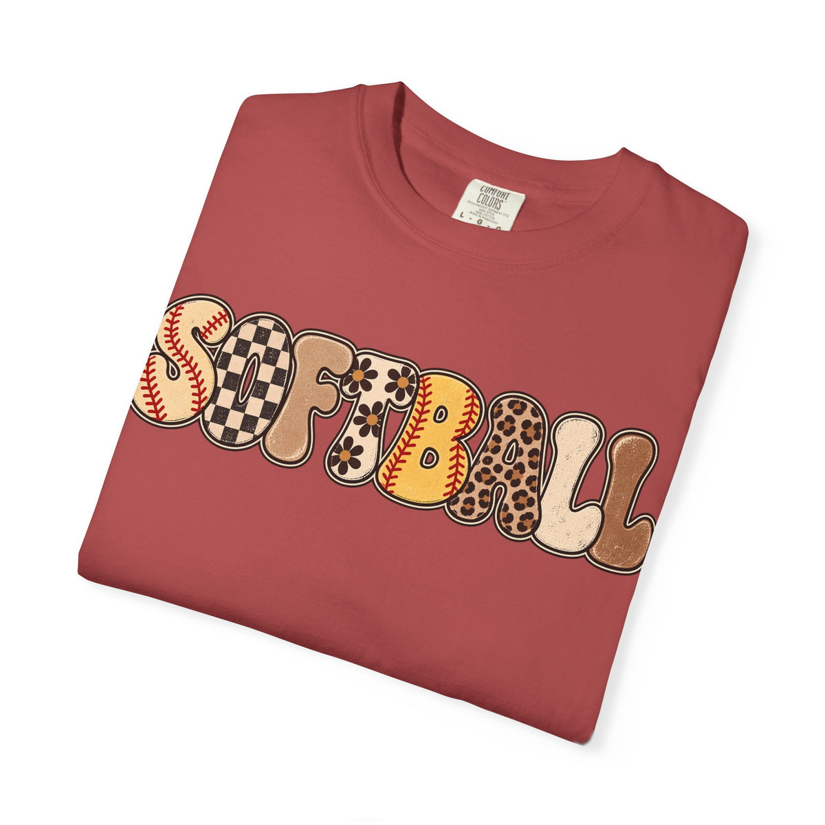 Softball Retro Graphic T-Shirt — Vintage Patterned Lettering