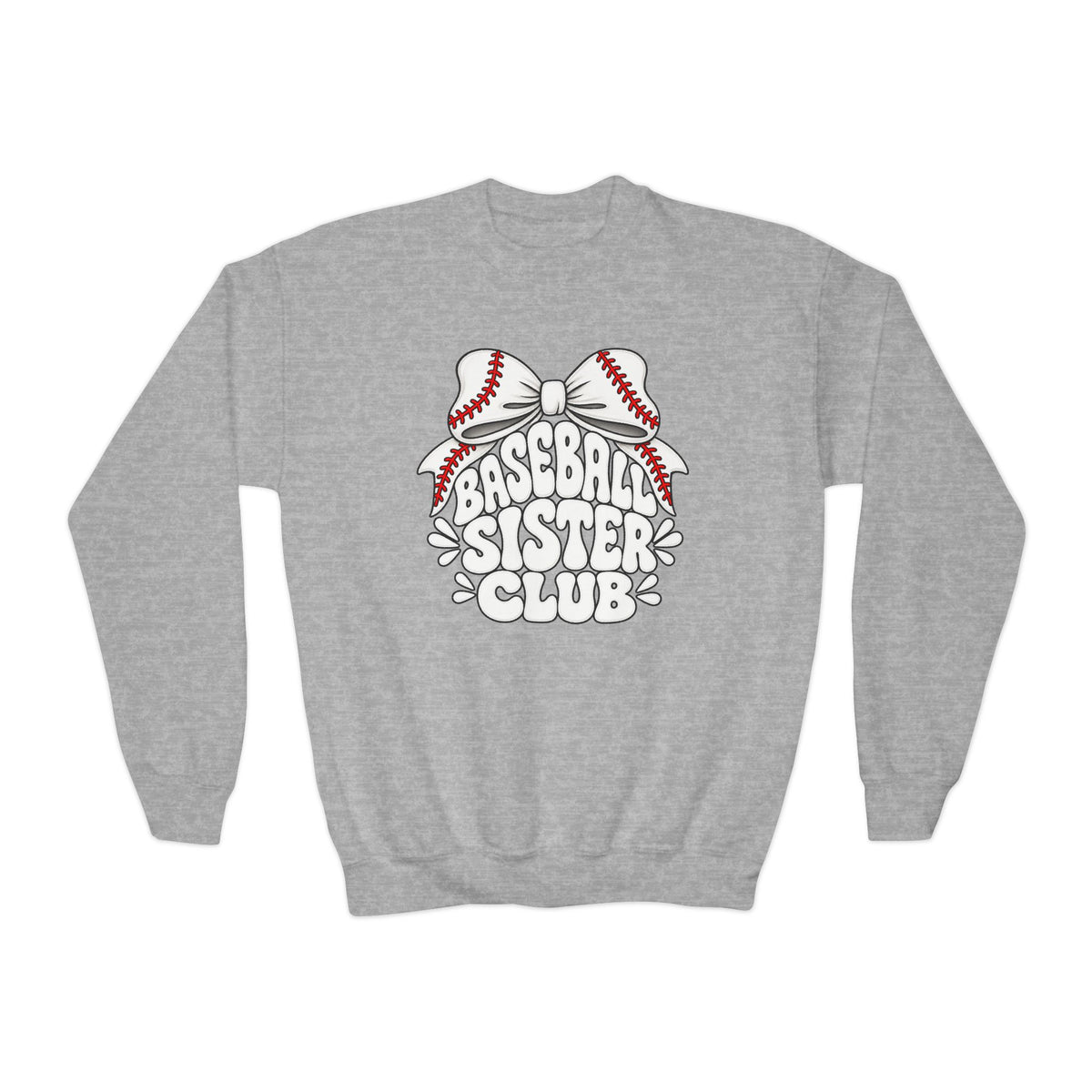 Youth Crewneck Sweatshirt — "Baseball Sister Club" Graphic