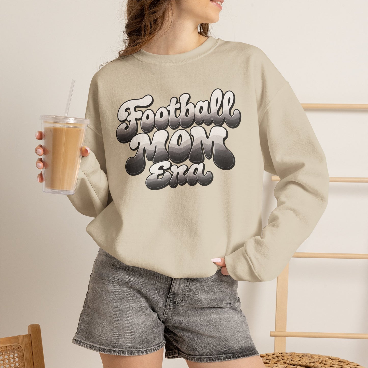 Football Mom Epic Crewneck Sweatshirt — Retro Bubble Letter Graphic