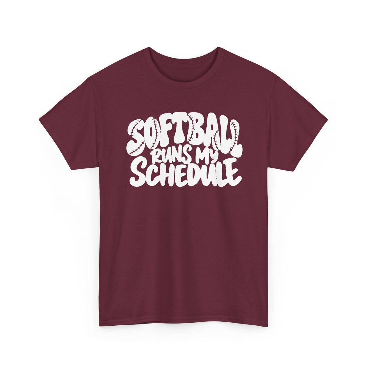 Softball Runs My Schedule T-Shirt — Women's & Girls Softball Mom/Dad Tee