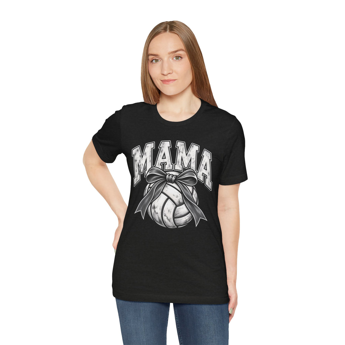 Volleyball Mama Tee — Mom Volleyball Shirt with Ribboned Ball Graphic