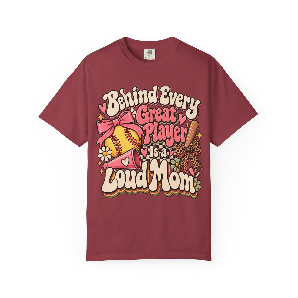 Softball Mom T-Shirt — "Behind Every Great Player Is a Proud Mom" Vintage Floral Design