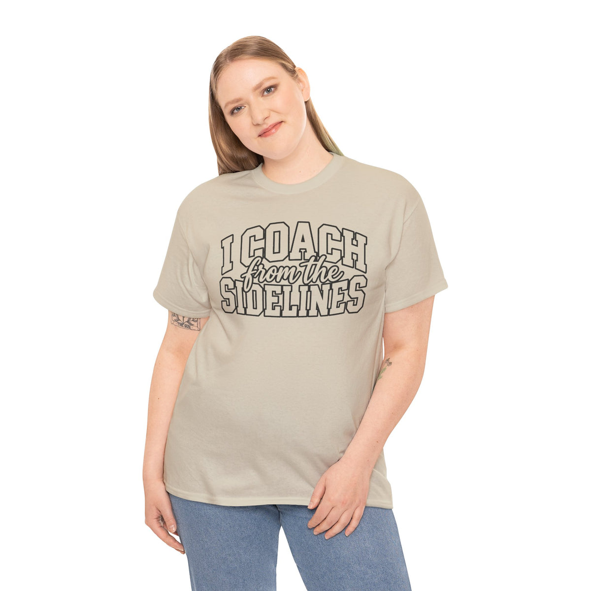 I Coach from the Sidelines T-Shirt — Cheerleader/Supporter Sideline Coach Tee